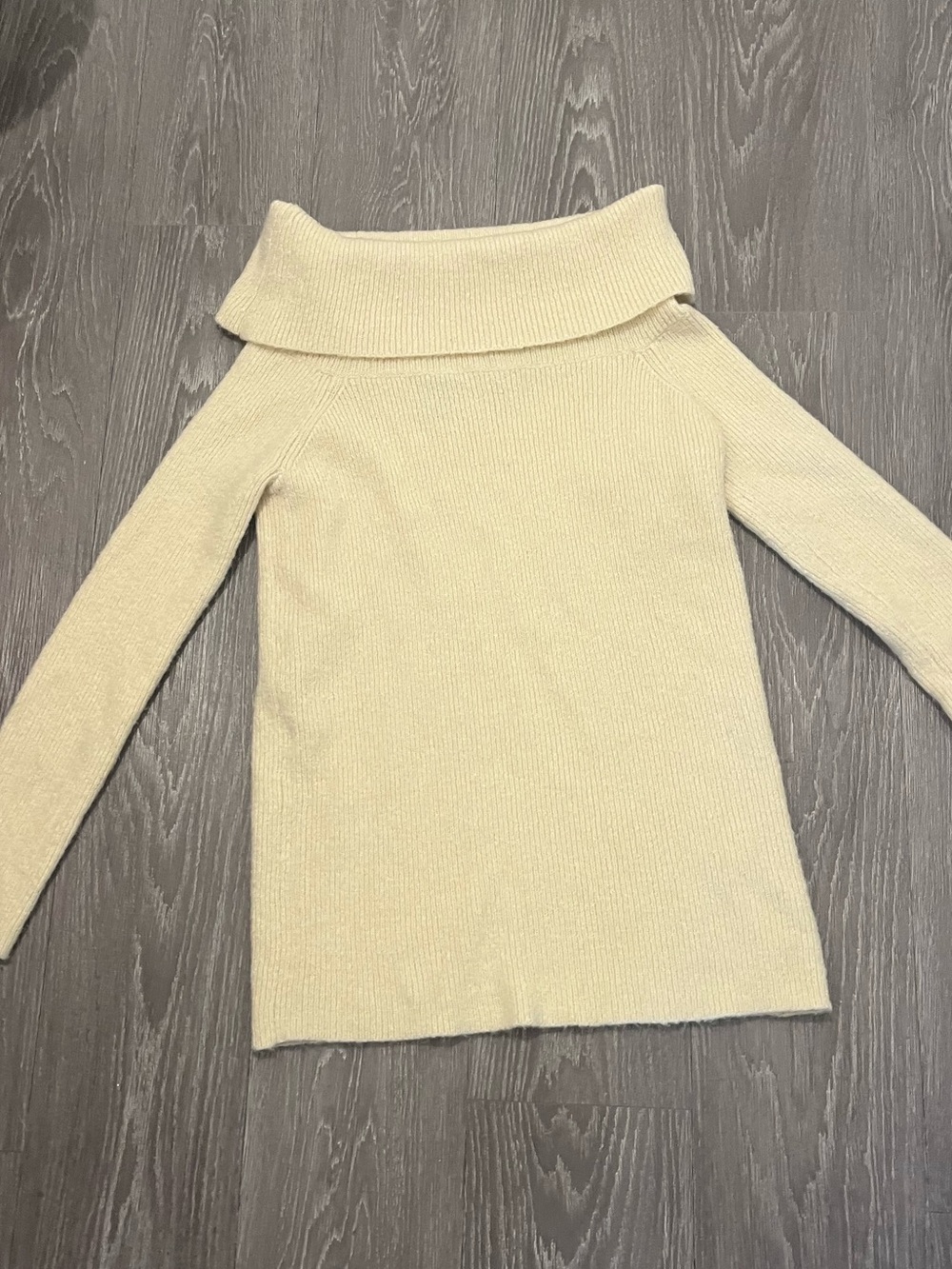 Cream Off-the-Shoulder Ribbed Sweater
